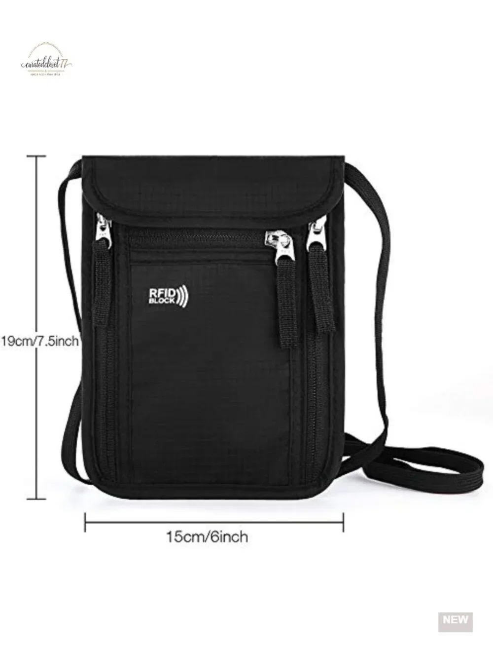 RFID Blocking Travel Pouch Neck Wallet Passport Holder Organizer with Zipper